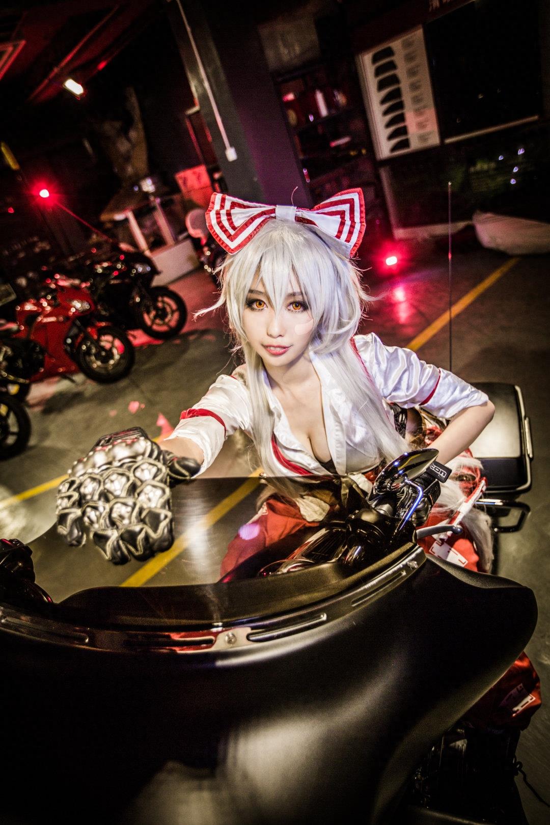 《东方Project》藤原妹红COS 帅气可爱的机车娘