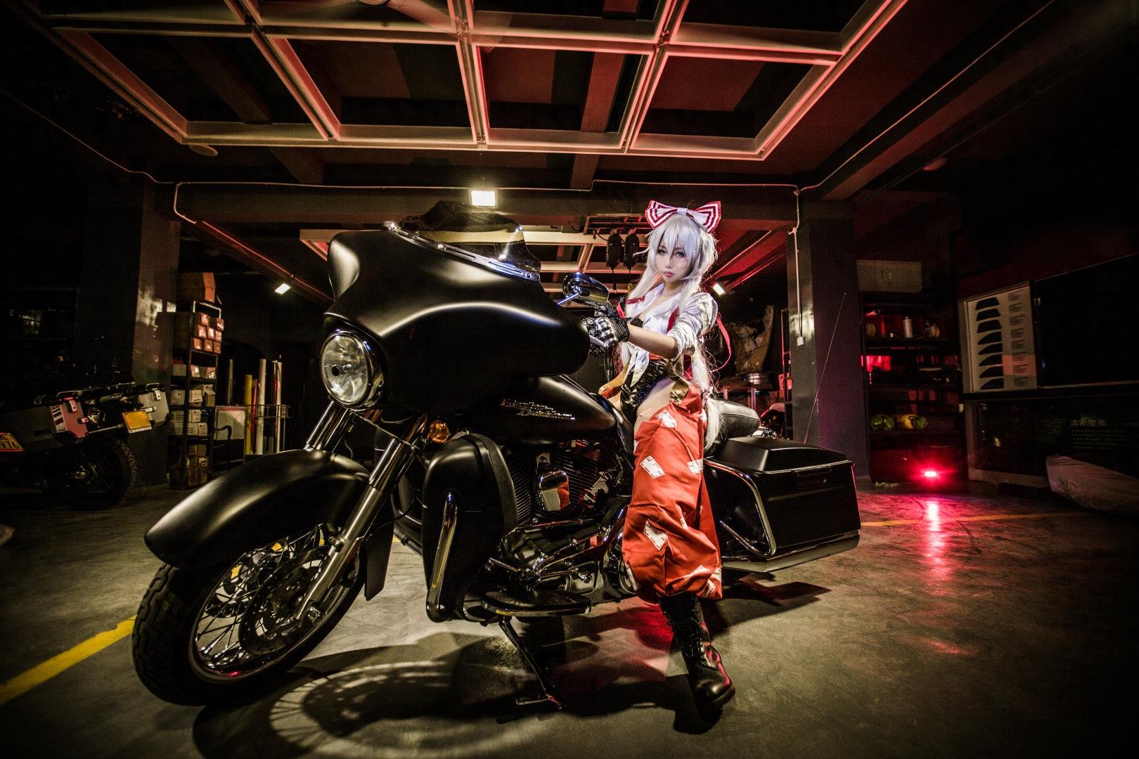 《东方Project》藤原妹红COS 帅气可爱的机车娘